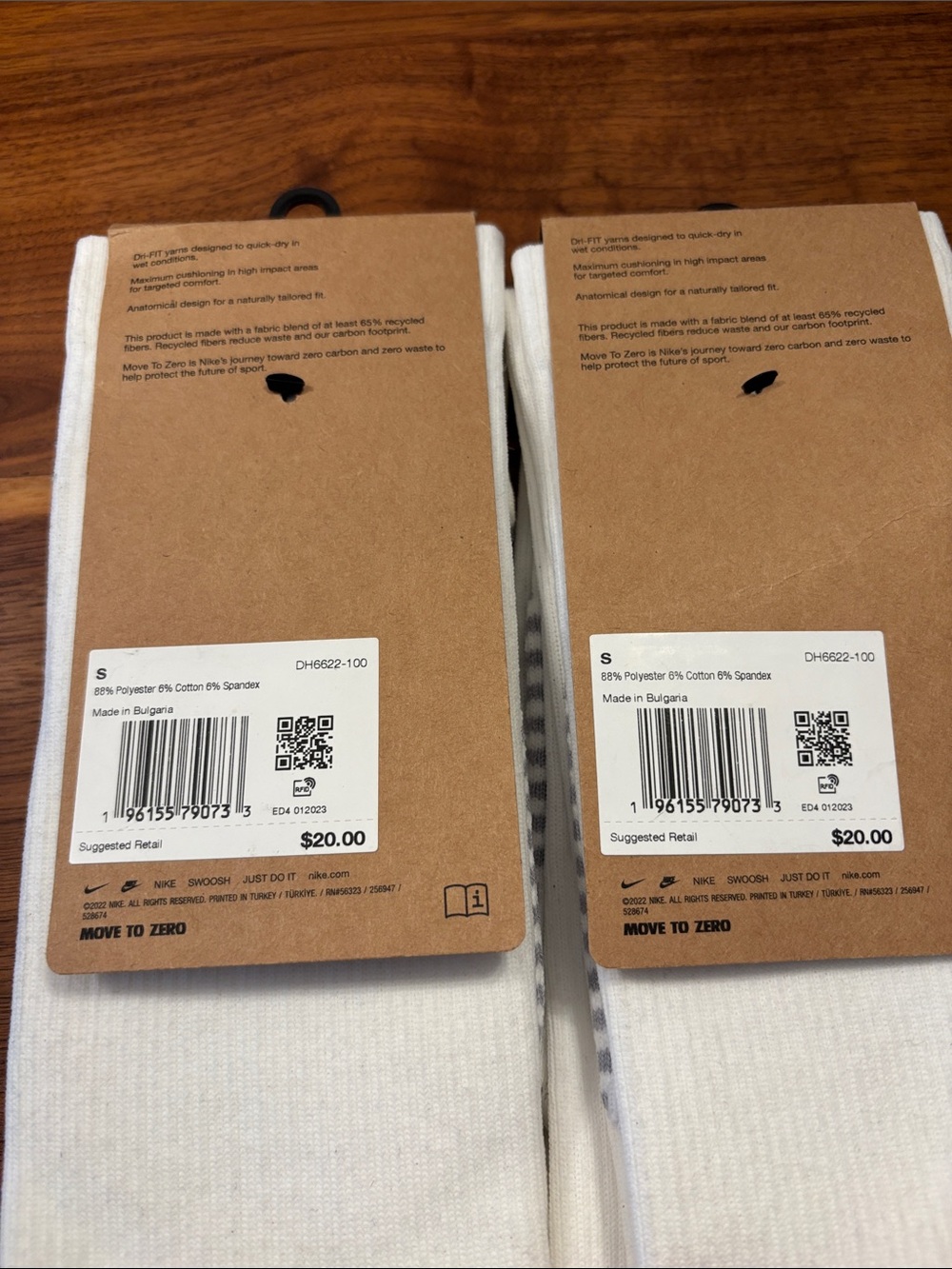 NWT New Nike Strike White Black Knee High Soccer Dri-Fit Socks Size W 4-6 - Picture 5 of 6